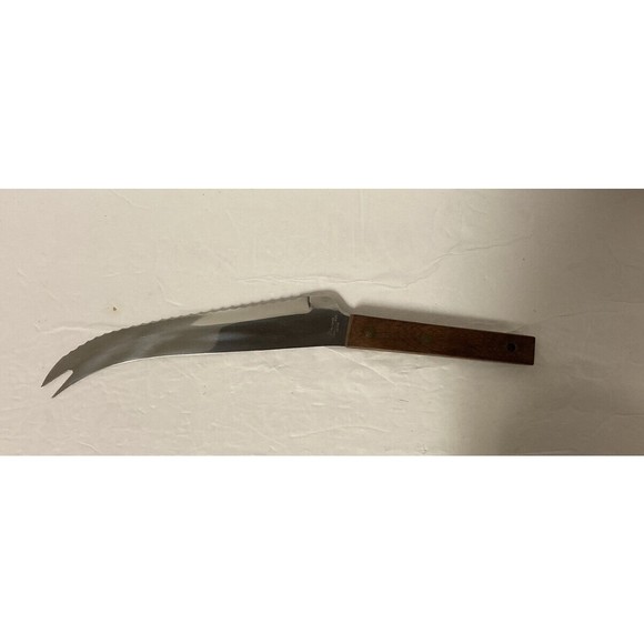 Vtg Vernco Advertising Knife Stainless Serrated 7” Blade Forked Tip Japan - Picture 3 of 5